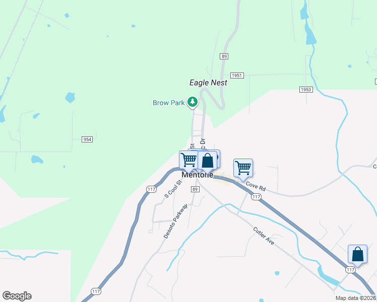 map of restaurants, bars, coffee shops, grocery stores, and more near 97 North Cool Street in Mentone