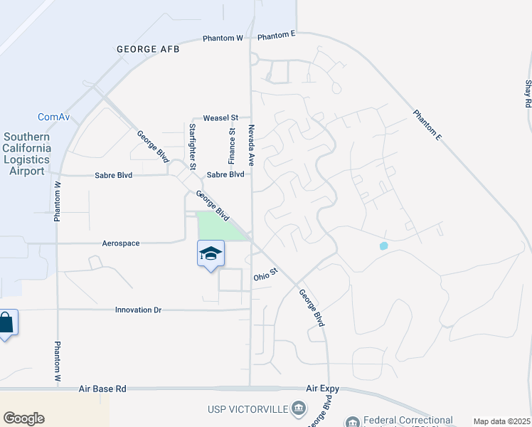 map of restaurants, bars, coffee shops, grocery stores, and more near 601-641 Utah Ave in Victorville