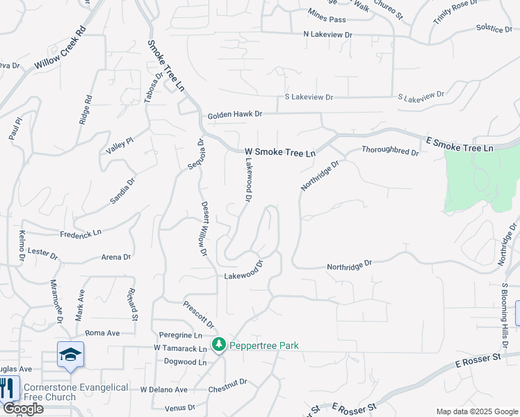 map of restaurants, bars, coffee shops, grocery stores, and more near 2375 Lakewood Drive in Prescott