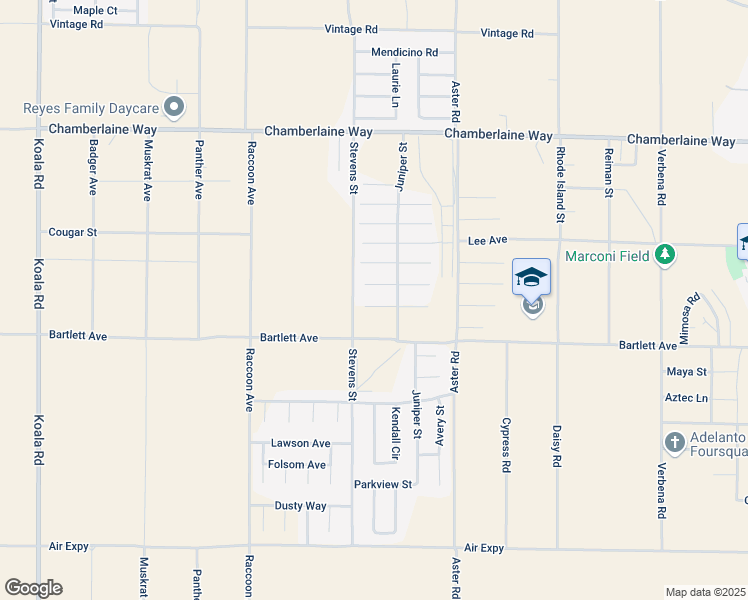 map of restaurants, bars, coffee shops, grocery stores, and more near 10338 High Mesa Street in Adelanto