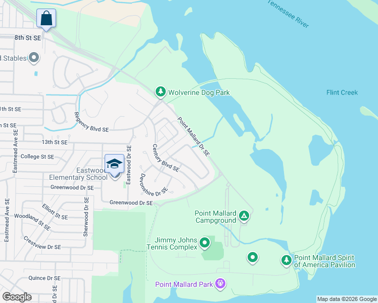 map of restaurants, bars, coffee shops, grocery stores, and more near 1542 Blackhall Lane Southeast in Decatur