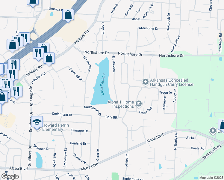 map of restaurants, bars, coffee shops, grocery stores, and more near 1908 East Lakeview in Benton