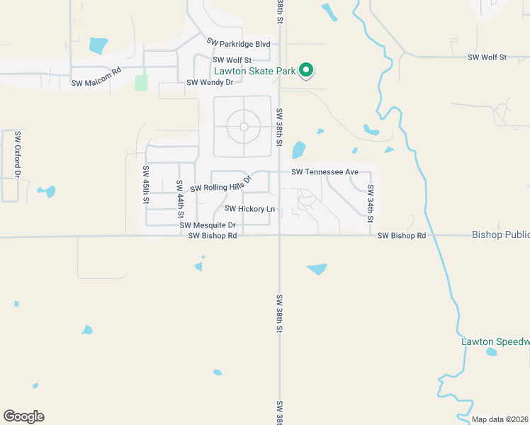 map of restaurants, bars, coffee shops, grocery stores, and more near 3902 Southwest Hickory Lane in Lawton