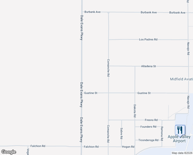 map of restaurants, bars, coffee shops, grocery stores, and more near Dale Evans Parkway in Apple Valley