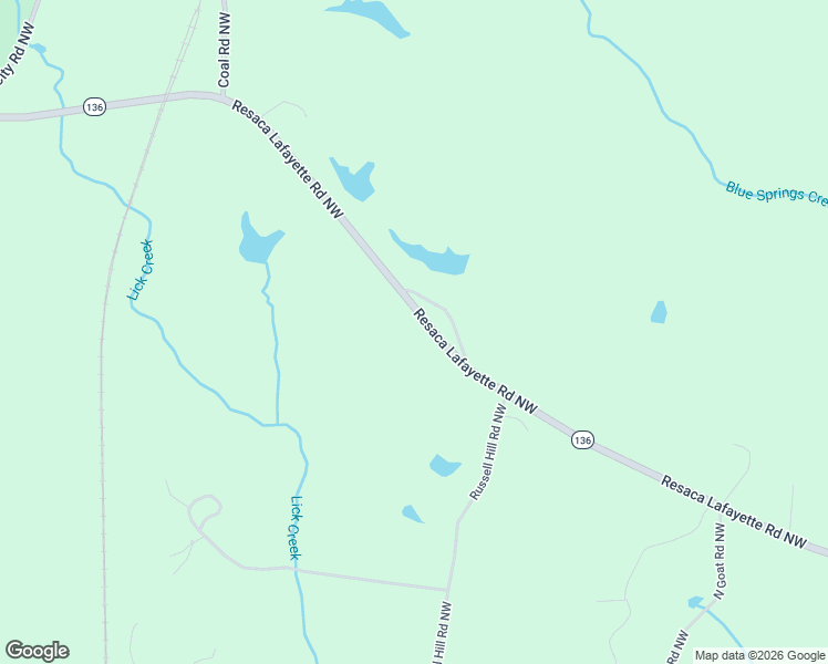 map of restaurants, bars, coffee shops, grocery stores, and more near 1973 Resaca Lafayette Road Northwest in Sugar Valley