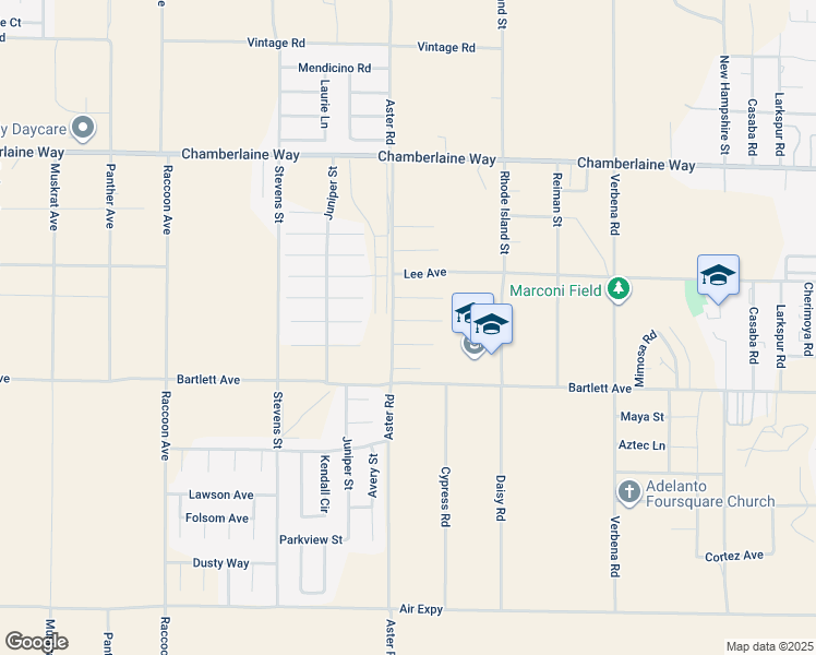 map of restaurants, bars, coffee shops, grocery stores, and more near 10535 Florence Court in Adelanto
