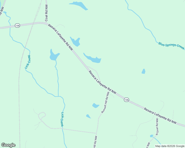 map of restaurants, bars, coffee shops, grocery stores, and more near 1973 Resaca Lafayette Road Northwest in Sugar Valley