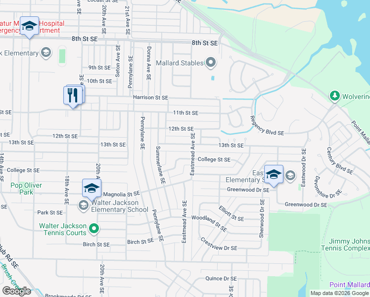 map of restaurants, bars, coffee shops, grocery stores, and more near 2218 Eastmead Avenue Southeast in Decatur