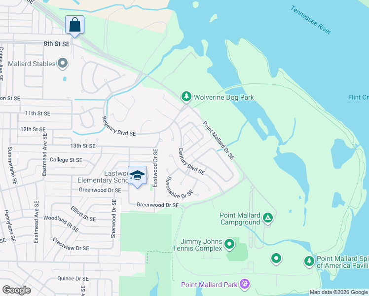 map of restaurants, bars, coffee shops, grocery stores, and more near 2706 Dorchester Drive Southeast in Decatur