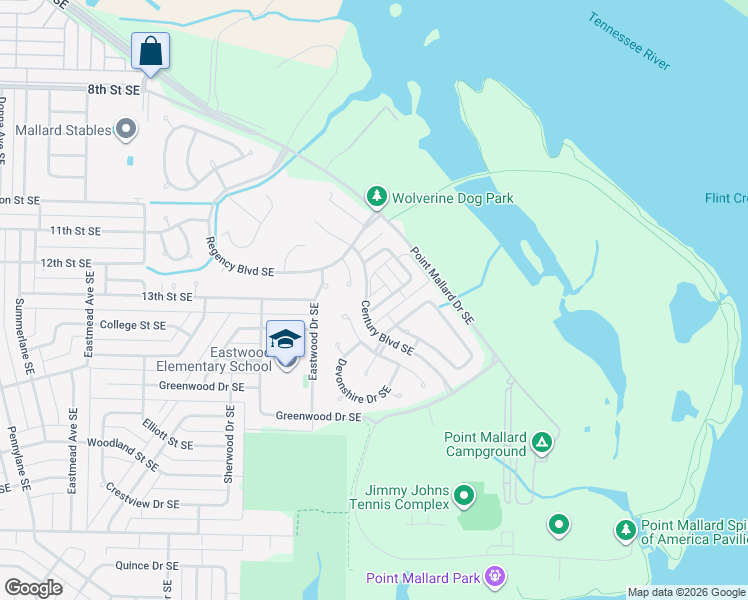 map of restaurants, bars, coffee shops, grocery stores, and more near 2706 Dorchester Drive Southeast in Decatur