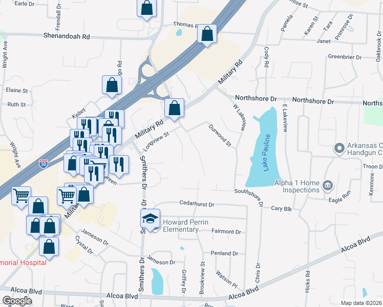map of restaurants, bars, coffee shops, grocery stores, and more near 1905 Sagecrest Street in Benton