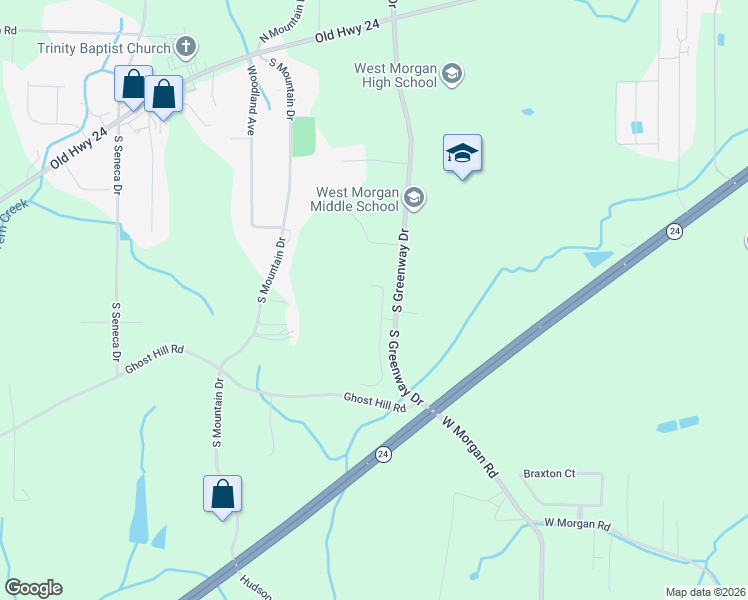 map of restaurants, bars, coffee shops, grocery stores, and more near 76 Hawthorn Way in Trinity