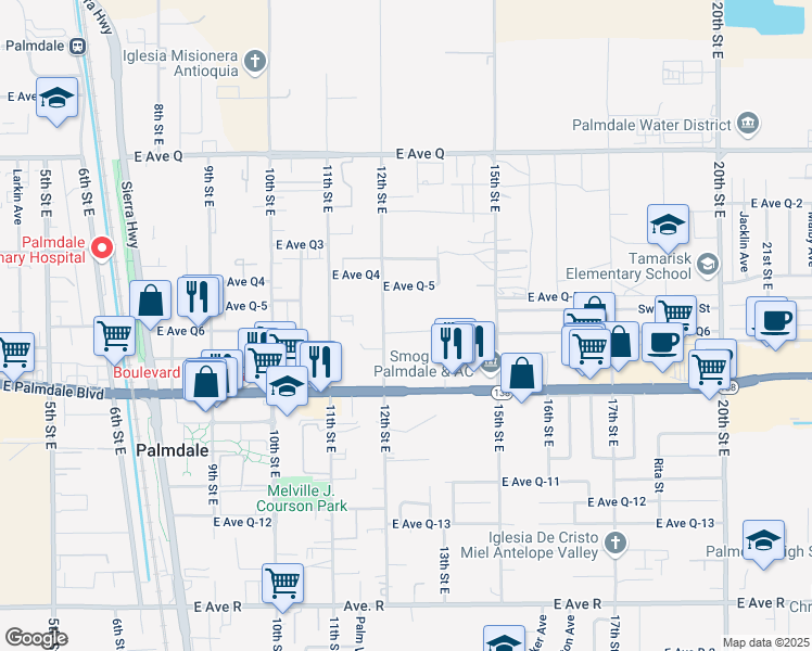 map of restaurants, bars, coffee shops, grocery stores, and more near in Lake Los Angeles