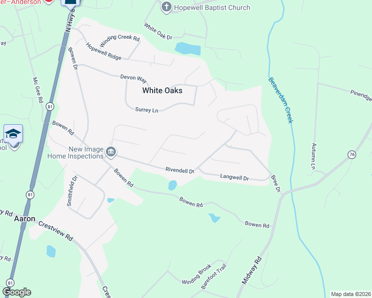 map of restaurants, bars, coffee shops, grocery stores, and more near 110 Loudwater Drive in Anderson