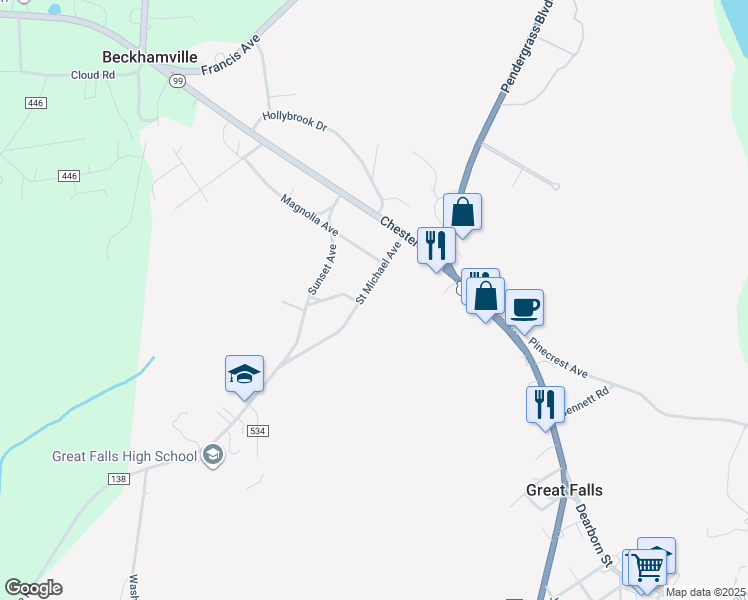 map of restaurants, bars, coffee shops, grocery stores, and more near 109 Saint Michael Avenue in Great Falls