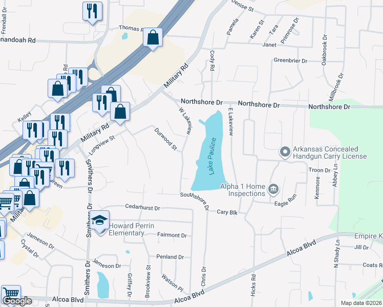 map of restaurants, bars, coffee shops, grocery stores, and more near 2022 West Lakeview in Benton