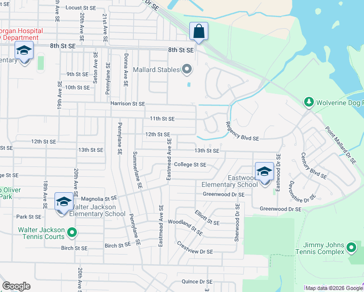 map of restaurants, bars, coffee shops, grocery stores, and more near 2306 13th Street Southeast in Decatur