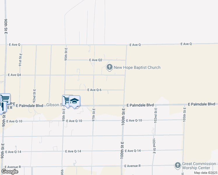 map of restaurants, bars, coffee shops, grocery stores, and more near East Avenue Q6 in Palmdale