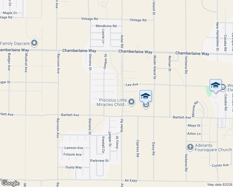 map of restaurants, bars, coffee shops, grocery stores, and more near 10475 Pony Express Drive in Adelanto