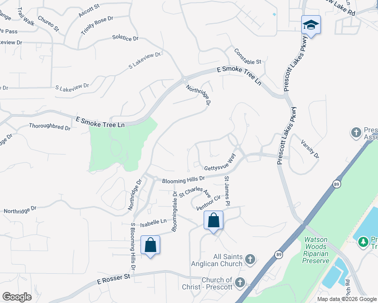 map of restaurants, bars, coffee shops, grocery stores, and more near 1499 Commonwealth Street in Prescott