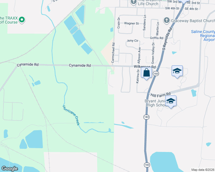 map of restaurants, bars, coffee shops, grocery stores, and more near 1220 Sadie Drive in Bryant