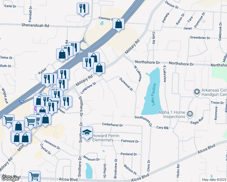 map of restaurants, bars, coffee shops, grocery stores, and more near 2001 Watts Road in Benton