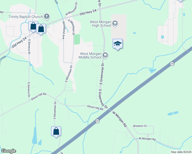 map of restaurants, bars, coffee shops, grocery stores, and more near 18 Hawthorn Way in Trinity