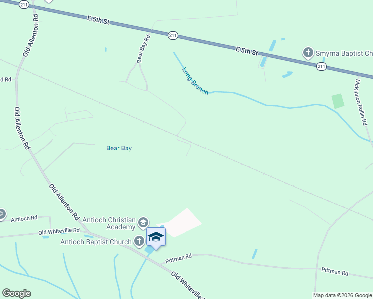 map of restaurants, bars, coffee shops, grocery stores, and more near 672 Bear Bay Road in Lumberton