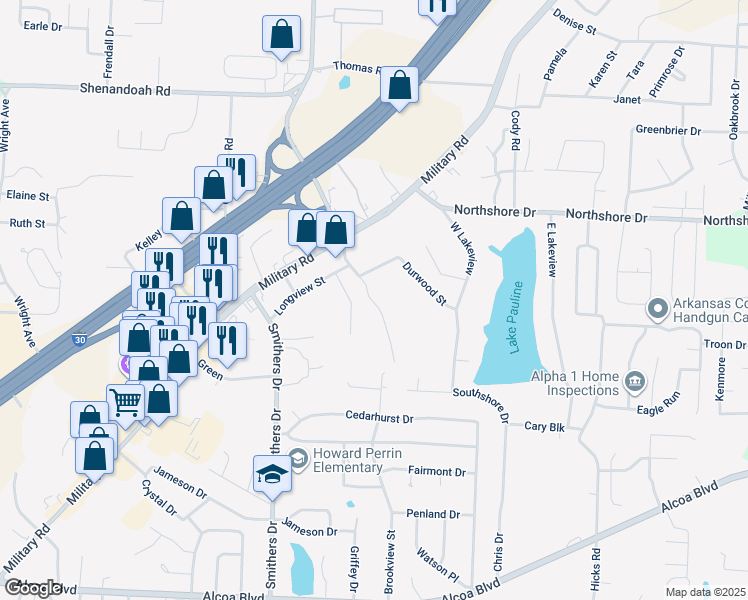 map of restaurants, bars, coffee shops, grocery stores, and more near 2001 Watts Road in Benton