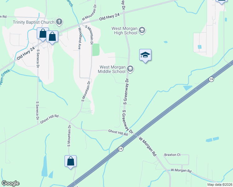 map of restaurants, bars, coffee shops, grocery stores, and more near 12 Hawthorn Way in Trinity