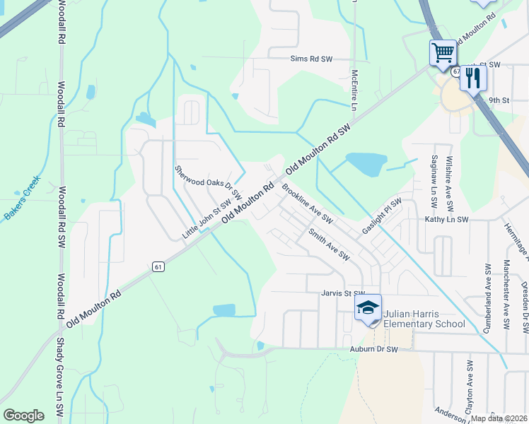map of restaurants, bars, coffee shops, grocery stores, and more near 1209 Palisade Court Southwest in Decatur