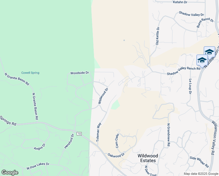 map of restaurants, bars, coffee shops, grocery stores, and more near 59 Wildwood Drive in Prescott