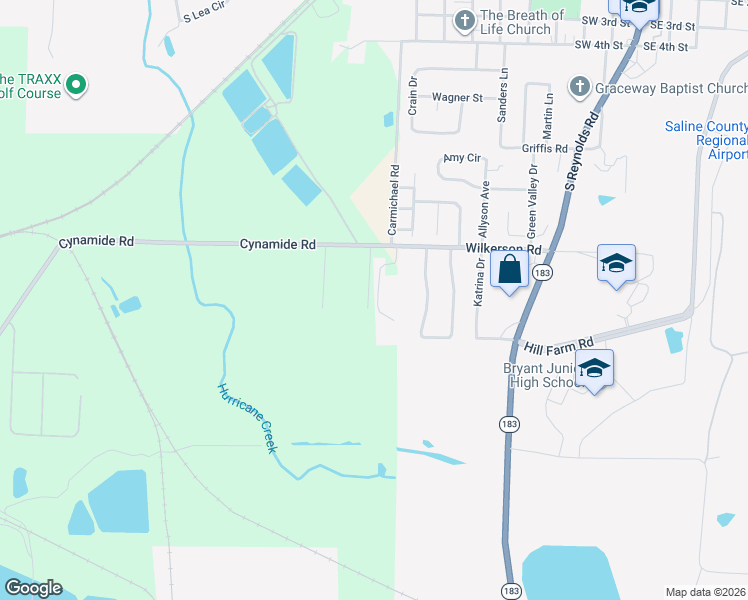 map of restaurants, bars, coffee shops, grocery stores, and more near 1220 Sadie Drive in Bryant