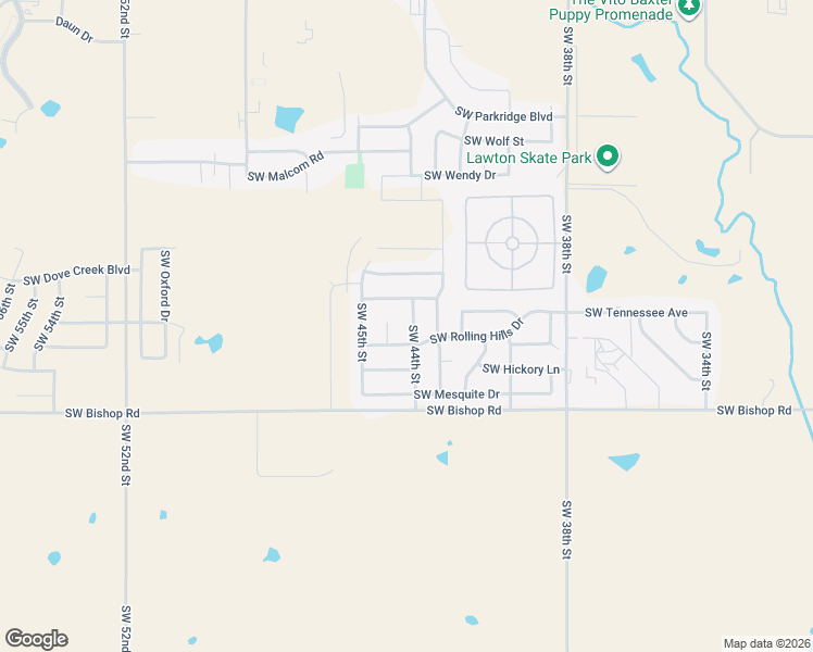 map of restaurants, bars, coffee shops, grocery stores, and more near 2309 Southwest 44th Street in Lawton