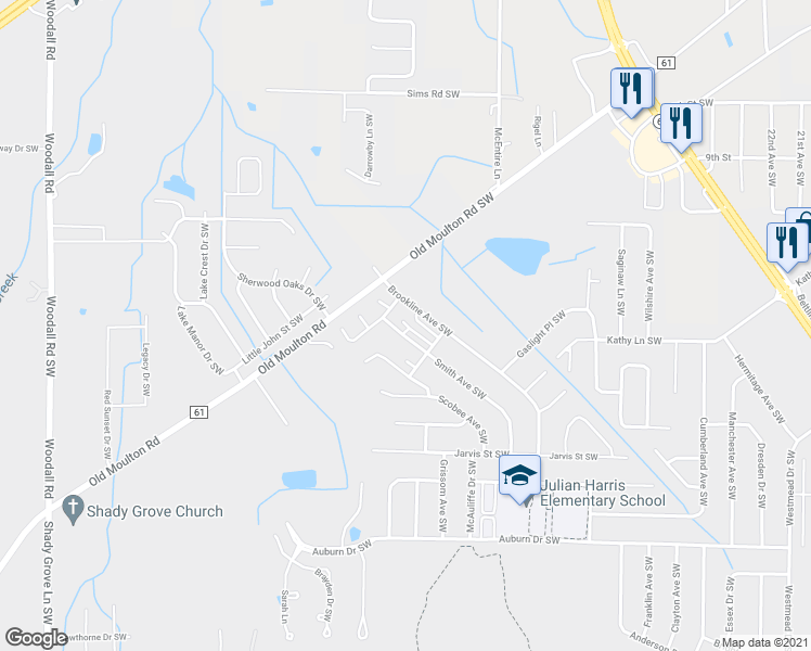 map of restaurants, bars, coffee shops, grocery stores, and more near 1212 Smith Avenue Southwest in Decatur