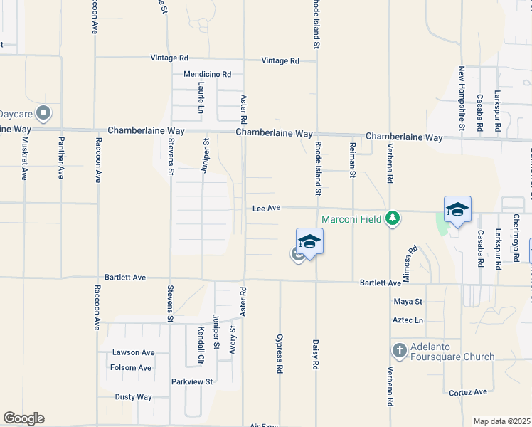 map of restaurants, bars, coffee shops, grocery stores, and more near 10563 Lee Avenue in Adelanto