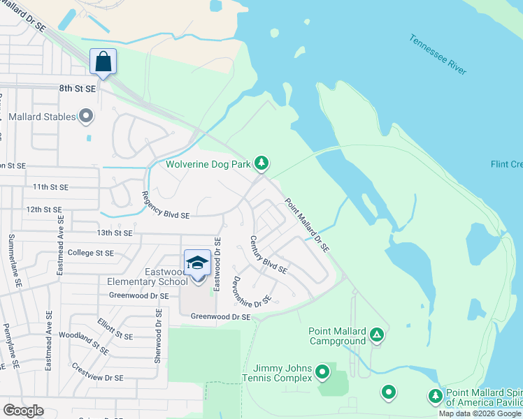 map of restaurants, bars, coffee shops, grocery stores, and more near 1606 Wellington Court Southeast in Decatur