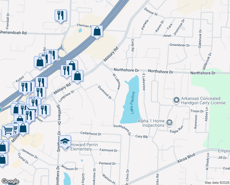 map of restaurants, bars, coffee shops, grocery stores, and more near 2022 West Lakeview in Benton
