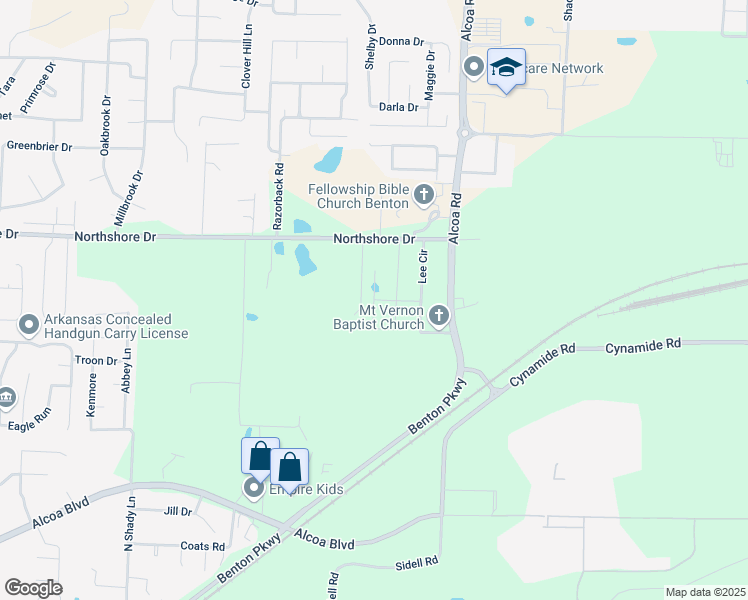 map of restaurants, bars, coffee shops, grocery stores, and more near Kenneth Drive in Saline County