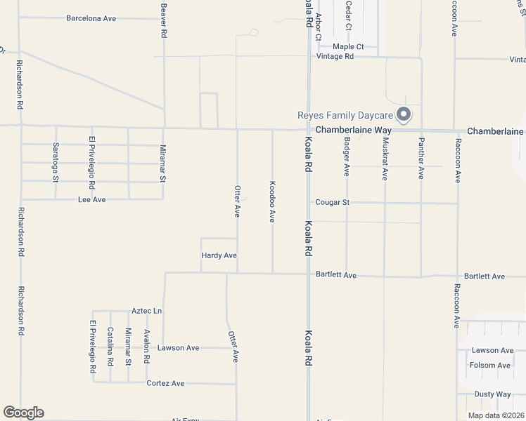 map of restaurants, bars, coffee shops, grocery stores, and more near 18451 Koodoo Avenue in Adelanto