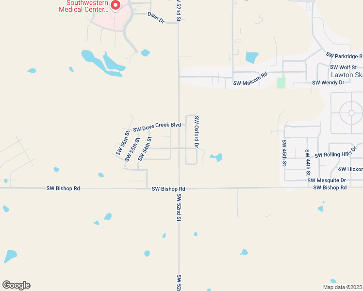 map of restaurants, bars, coffee shops, grocery stores, and more near 2217 Southwest Edinburough Drive in Lawton