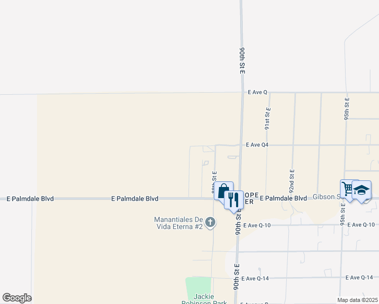 map of restaurants, bars, coffee shops, grocery stores, and more near 87th Street East in Palmdale