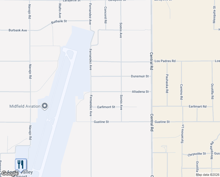map of restaurants, bars, coffee shops, grocery stores, and more near 22253 Altadena Street in Apple Valley