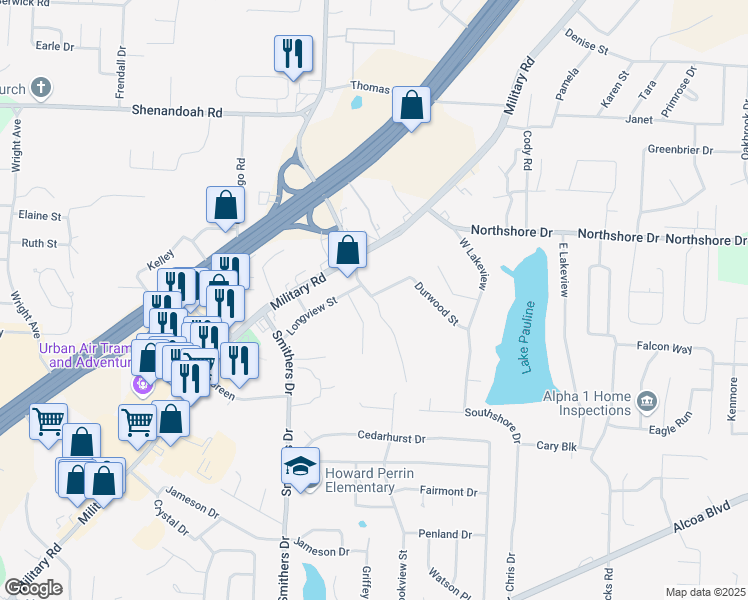 map of restaurants, bars, coffee shops, grocery stores, and more near 2018 Watts Road in Benton