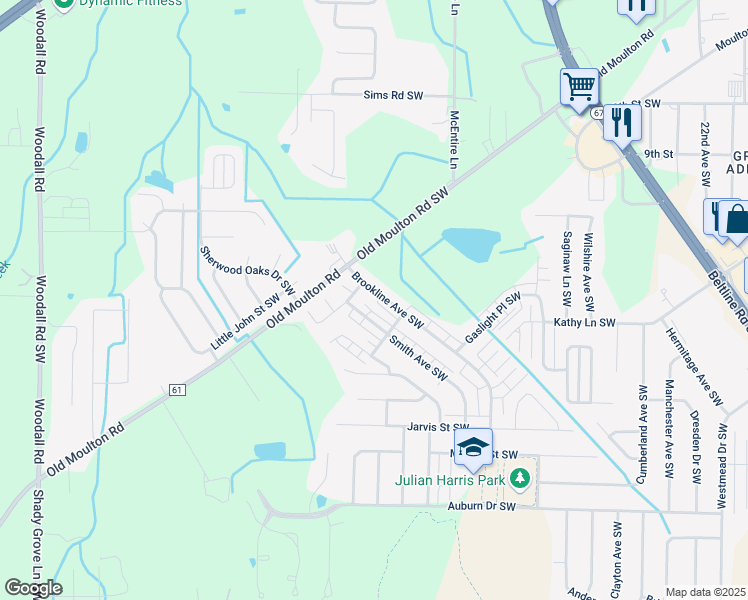 map of restaurants, bars, coffee shops, grocery stores, and more near 1212 Smith Avenue Southwest in Decatur