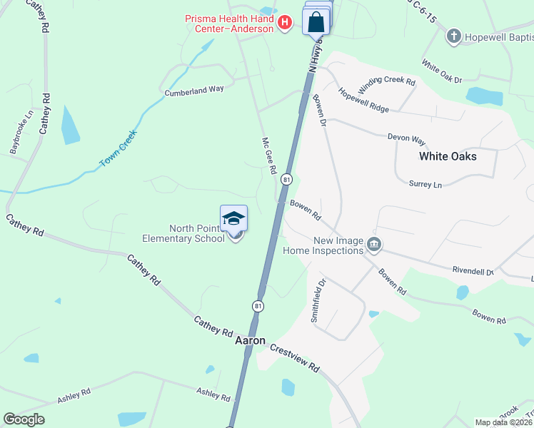 map of restaurants, bars, coffee shops, grocery stores, and more near 3201-3399 State Highway 81 in Anderson