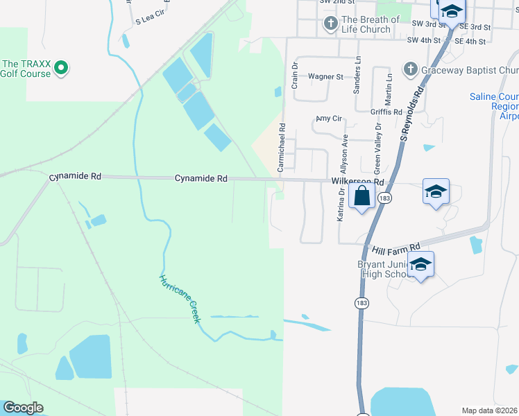 map of restaurants, bars, coffee shops, grocery stores, and more near 1217 Sadie Drive in Bryant