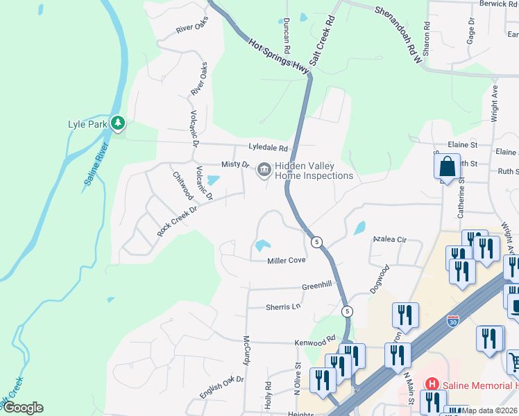 map of restaurants, bars, coffee shops, grocery stores, and more near 712 Miller Cove in Benton