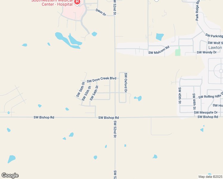 map of restaurants, bars, coffee shops, grocery stores, and more near 2212 Southwest 53rd Street in Lawton