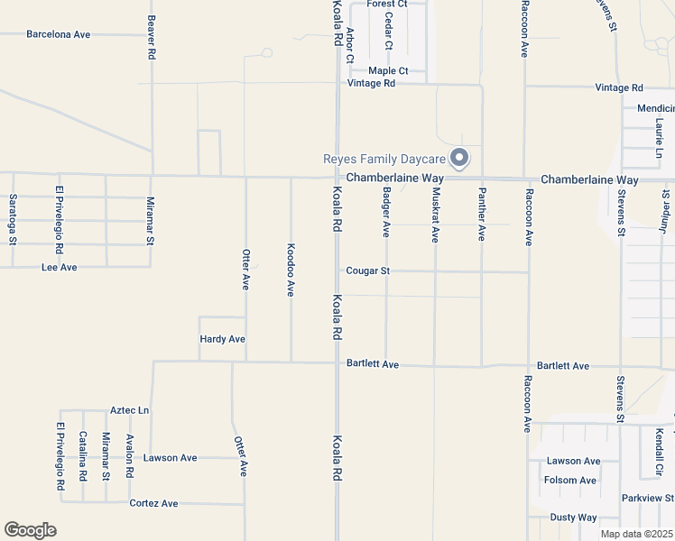 map of restaurants, bars, coffee shops, grocery stores, and more near Koala Road in Adelanto